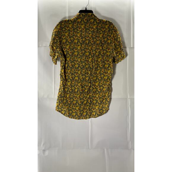 ID MENSWEAR Men's Yellow Printed Good Vibes Button-Up Short Sleeve Shirt SZ M - Picture 2 of 8